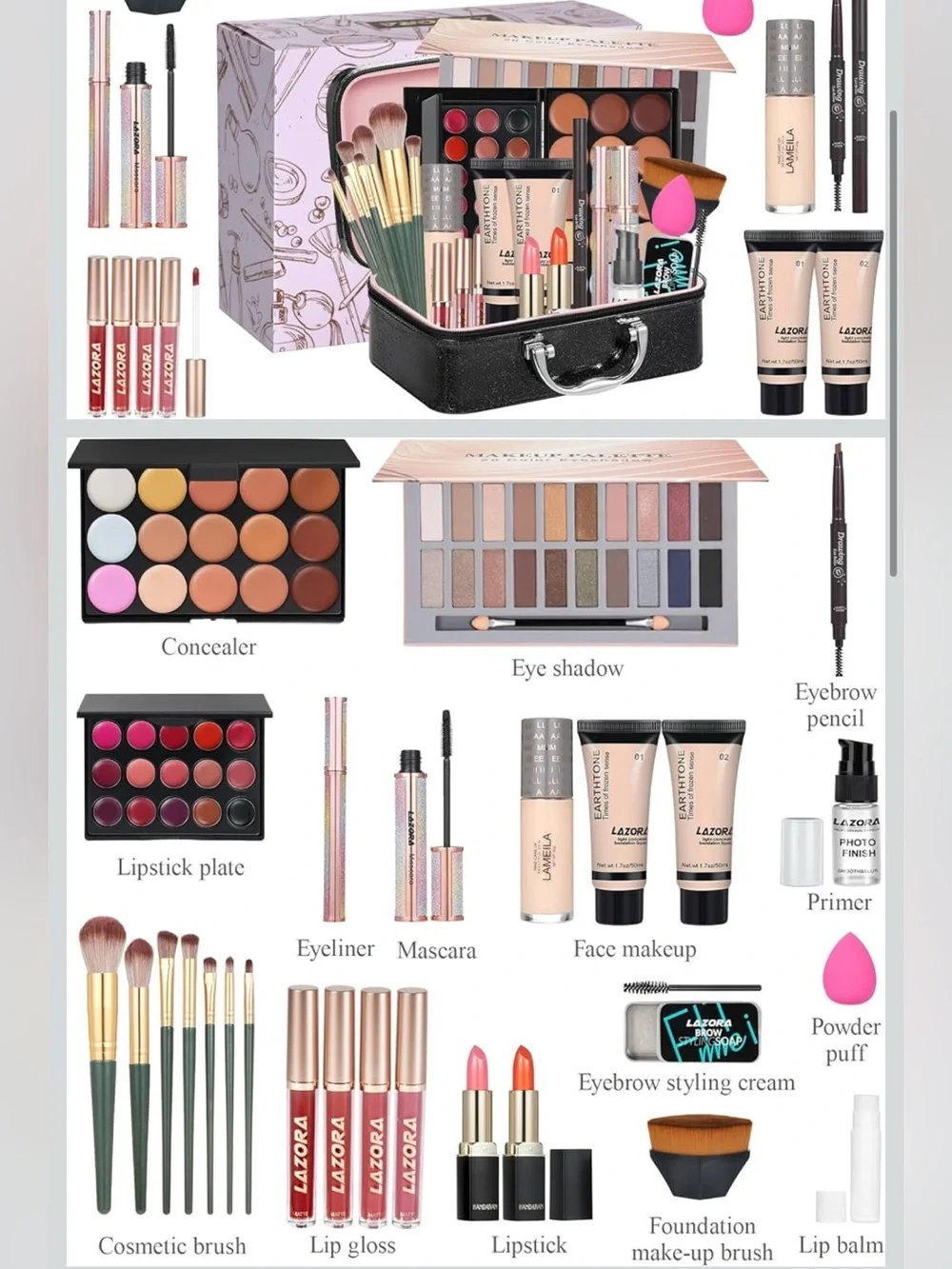 Lazora Pink and Neutral Women Makeup Kit - Complete Cosmetic Set